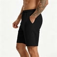 thumbnail image 3 of Men Gym Shorts Men's Jacquard Casual Shorts with Pocket, Drawstring Elastic Waist Loose Shorts, Summer Casual Versatile Shorts Daily Black L, 3 of 9