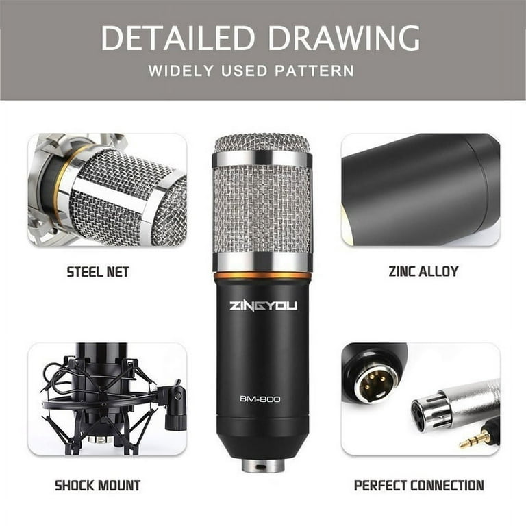 BM800 Professional Studio Microphone Kit, Podcast Setup with