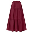 thumbnail image 4 of VUPSGEZ Women Long Lightweight Layered Skirt High Waist Pleated A Line Swing Skirt (Wine Red,XL), 4 of 4