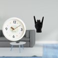 thumbnail image 2 of Reloj de pared redondo silencioso con movimiento sin , estatua decorativa de resina con gesto de roca, manecillas de madera, adecuado para sala, 2 of 8