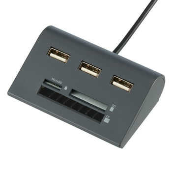 onn. Multi-Port USB Hub with SD, Micro SD and Compact Flash Card Reader