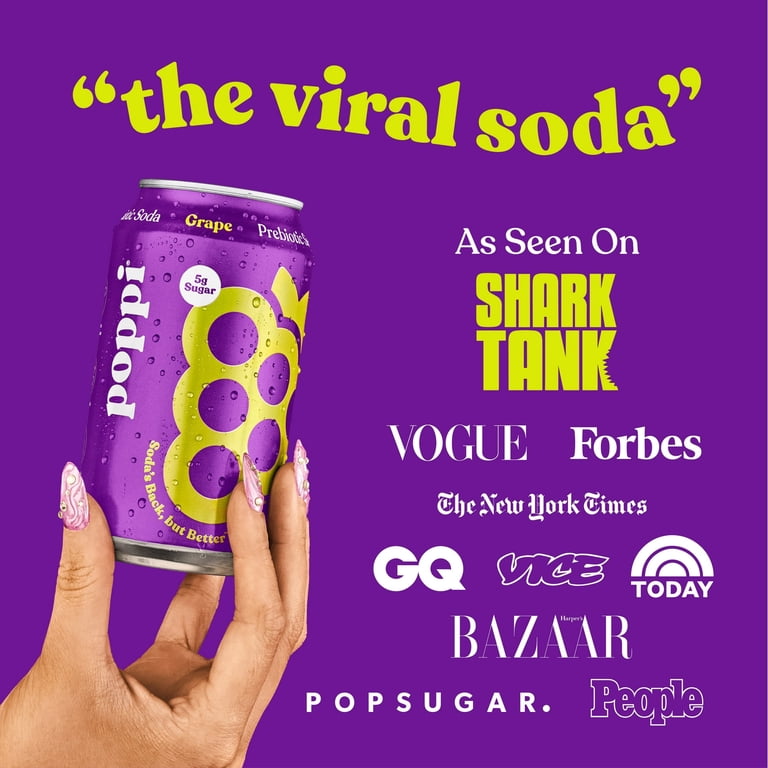 Poppi Grape Prebiotic Soda, 12 oz, 4 Pack Can - Walmart.com