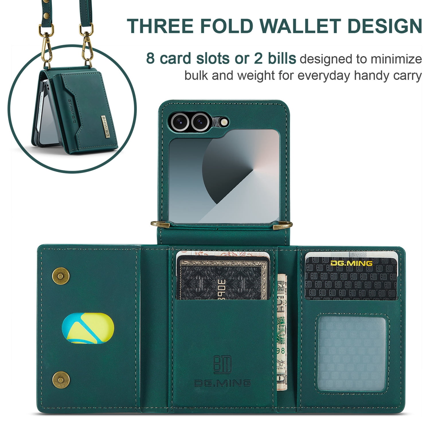 ETFAST Leather Phone Case For Samsung Galaxy Z Flip 6 Wallet Leather Case with Card Holder Leather Phone Case Shockproof Protective Cover