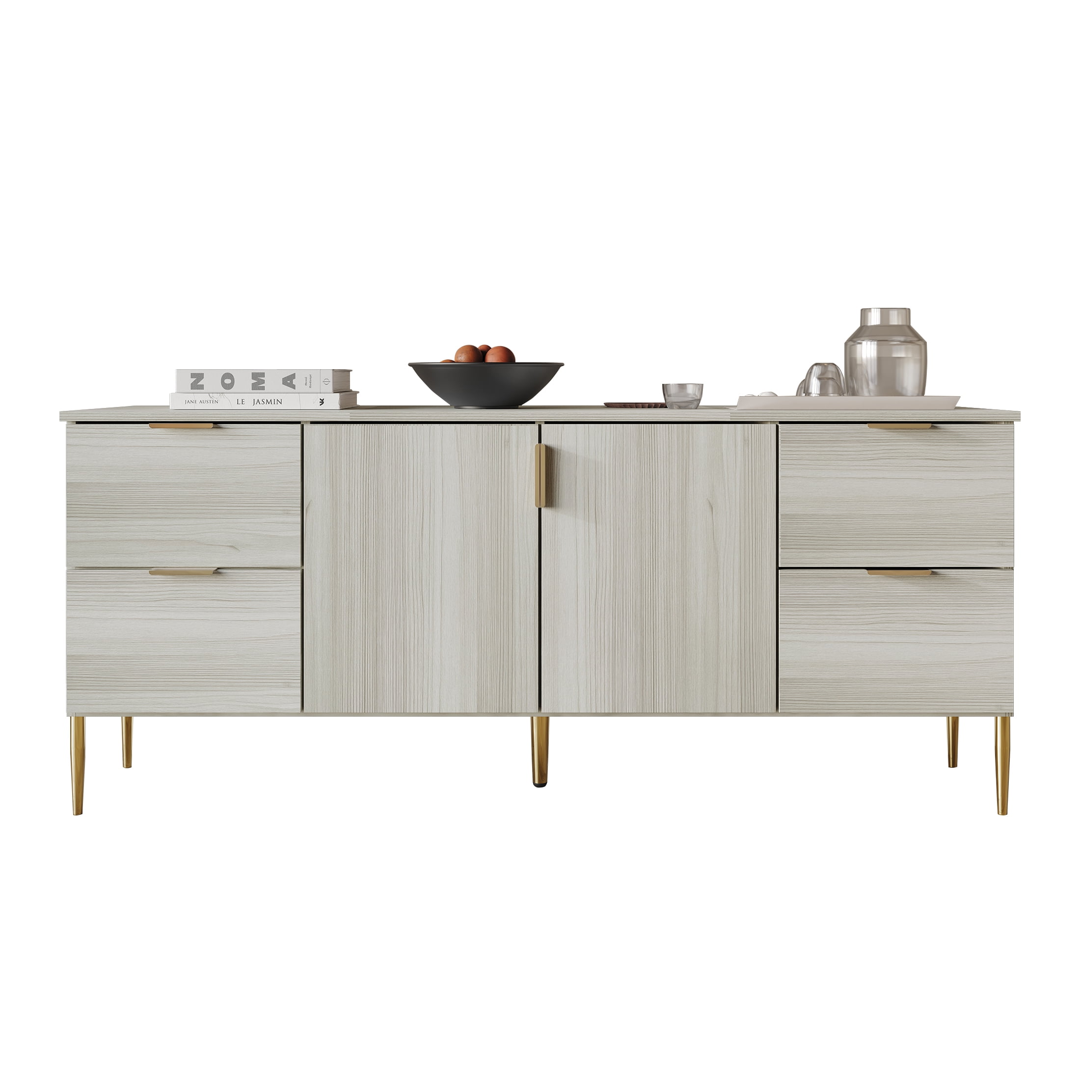 Castle Place Comtemporary Sideboard Accent Cabinet, Light Grey