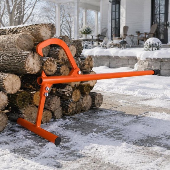 Log Lifter, 48 in Carbon Steel Handle, Adjustable Iron Hook for up to 15 in Logs