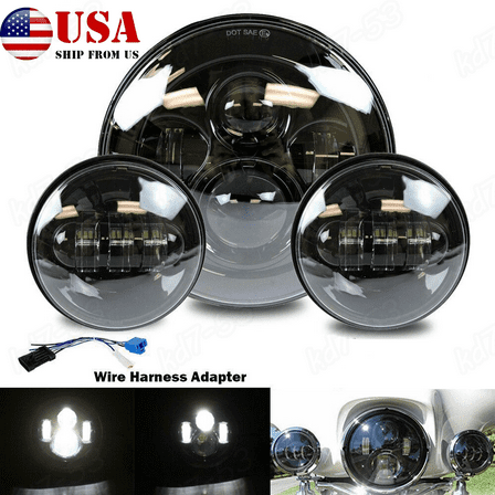 For Harley Davidson Electra Glide Classic 7" LED Headlight   4.5" Passing Lights