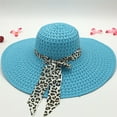 thumbnail image 6 of harmtty Sunscreen Braided Foldable Straw Hat Leopard Bowknot Decor Wide Brim Women Beach Hat Fashion Accessories, 6 of 8