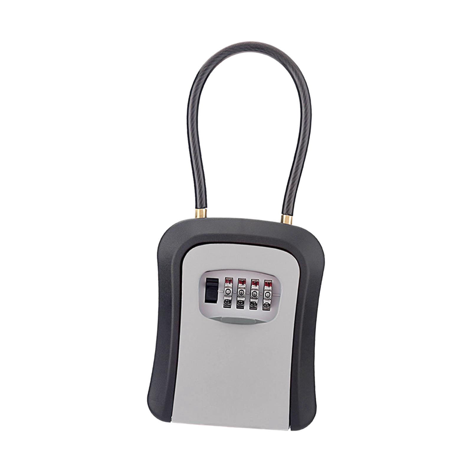 Colaxi Box Key Security Box with 4 Digit Combination Steel Cable Shackle Weatherproof Portable for Door Knob or Car Durable Grey