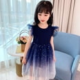 thumbnail image 3 of Vestido de verano para niñas, estilo cielo estrellado, degradado, manga corta, vestido de princesa, vestido de velo de ponte, falda para niñas, 3 of 5