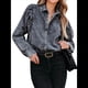 thumbnail image 1 of Camisa Vaquera para Mujer, Chaqueta Vaquera, Camisas Abotonadas de Moda de Otoño, Blusas de Larga Negro y Gris S, 1 of 10