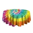 thumbnail image 5 of Rainbow Colorful Round Table Cloth,Wrinkle Free Table Cover with Polyester,Waterproof Reusable Tablecloth for Weeding Birthday Tea Party Decorations (Round,60x60inch), 5 of 6
