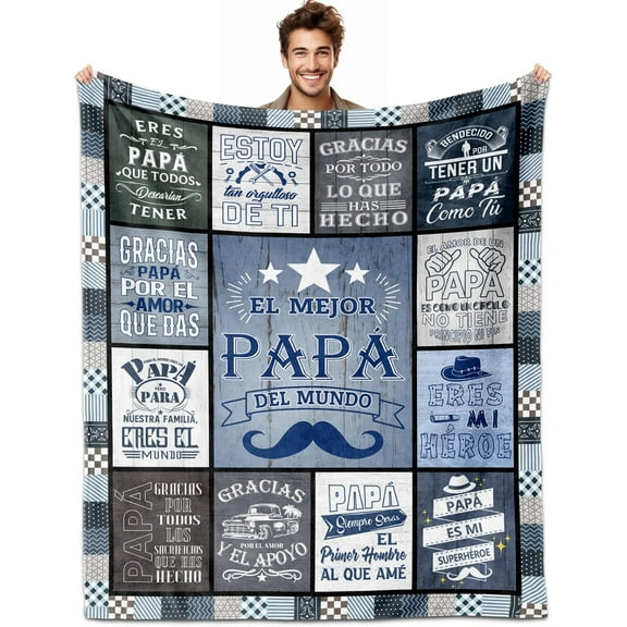 Regalos para Papa, Papá Gifts, Gifts for Dad Blanket 60"x50" in Spanish, Regalo para El Dia Del Padre, El Mejor Papa Del Mundo, Father''s Day Dad Gifts from Daughter/Son