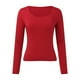 thumbnail image 3 of Top corto ajustado de manga larga para mujer: camiseta ajustada con cuello redondo, poliéster y spandex, diseño básico liso para hacer ejercicio, yoga y estilo informal., 3 of 4