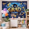 thumbnail image 3 of 6x4ft Blue and Gold Graduation Photography Backdrop, Congratulations Grad Photo Booth Background with Cap Diploma Balloons, 2026 Grad Party Decorations Supplies, 3 of 7