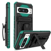 Compatible with Google Pixel 9 Pro XL Back Case, 360 Rotating Removable Belt Clip & Hidden Kickstand & Hard PC Soft TPU & Anti-fall & Shock Absorption Phone Case for Google Pixel 9 Pro XL, Darkgreen
