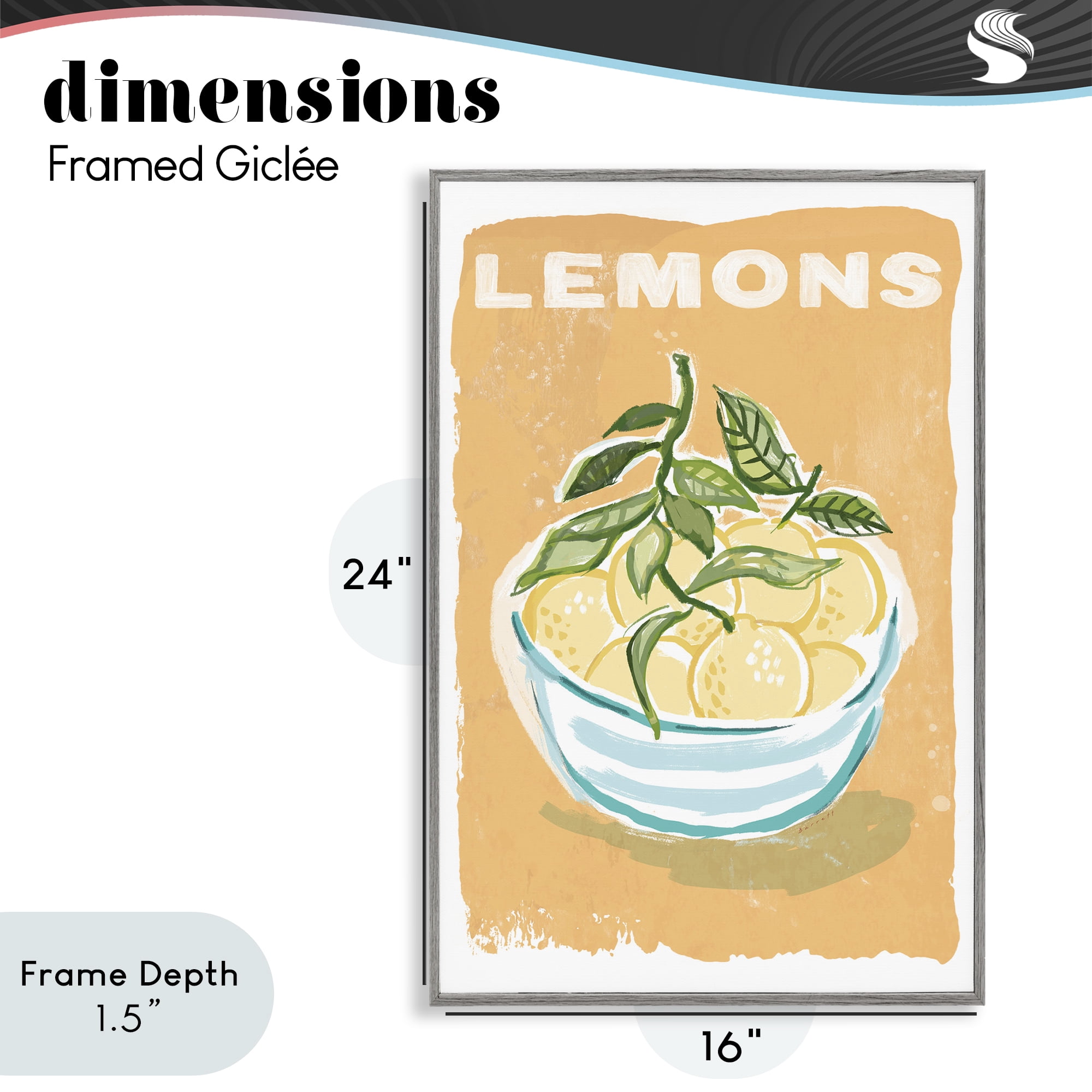 Stupell Industries Lemon Twist Motif Gray Framed Giclee Art, design by Chad Barrett
