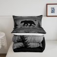 thumbnail image 4 of Rustic Bear Comforter Set Full Size,Black Trees Deer Paw Print Down Comforter,Grey Wooden Plank Bedding Set Bedroom Decor Animal Duvet Insert, 4 of 6