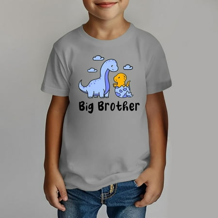 Baby Tees Baby Boys Big Brother Pregnancy Announcement Tee Girls Tops Grey 6-7 Years
