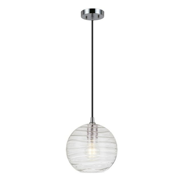Henn&Hart 8" Polished Nickel Metal/Glass Pendant
