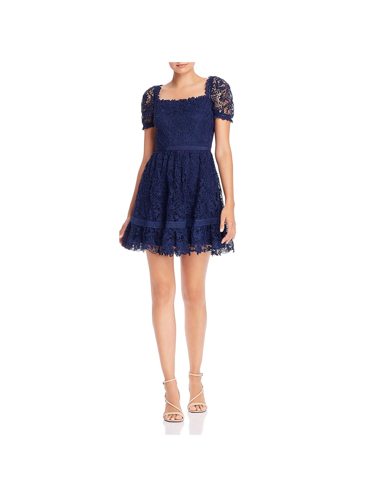 Aqua Womens Lace Puff Sleeve Skater 