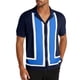 thumbnail image 2 of Blusa y camisa de manga corta con cuello vuelto Camisa de punto a rayas de verano para hombre con cuello en contraste y camisa hueca de manga corta Camiseta/camisa de manga corta con cuello vuelto Top, 2 of 5