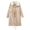 thumbnail image 3 of BiZtdJrK Jackets for Women Oversized Sherpa Fleece Lined Warm Winter Coats Casual Lapel Long Trench Coat with Pockets Fall Clothes Khaki 4XL, 3 of 4