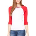 thumbnail image 2 of Bella Tshirt B2000 Women Junior's Rib 3/4 Sleeve Contrast Raglan, 2 of 2