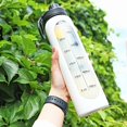 thumbnail image 6 of Glass Water Bottles 32oz with Silicone Sleeve Drinking Hydration Bottles Reusable Borosilicate Wide Mouth Motivational Water Flask Canteen with Time Marker Spout Lid and Brush, 6 of 8