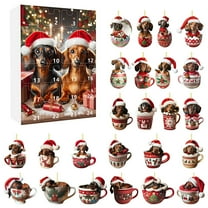 CASAFUN 2024 Christmas Advent Calendar Dachshund Ornament, Advent Countdown Calendar Collectible Funny Dog Set Pendant, 24 Days of Christmas Advent Calendar, Christmas Tree Decoration for Xmas Gifts