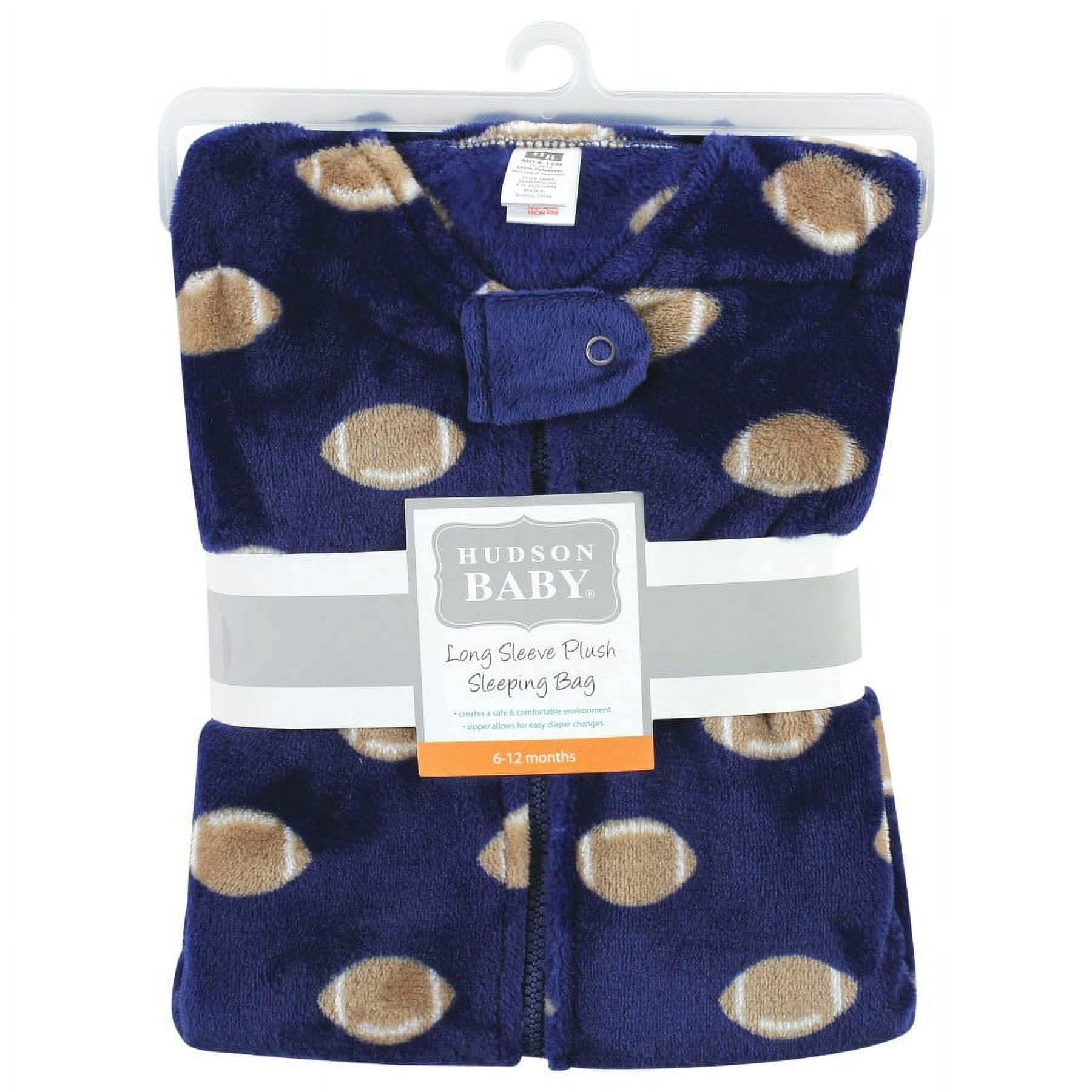 Hudson Baby Infant Boy Plush Long-Sleeve Sleeping Bag, Sack, Blanket, Football, 12-18 Months