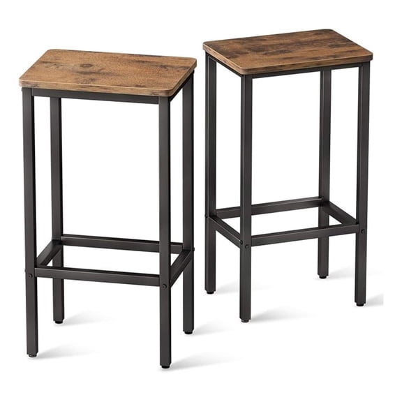 Bar Stools Set of 2, Counter Height 25.6", Industrial Kitchen Stools with Footrest, Vintage Style Footstools for Home, Restaurant, Bistro