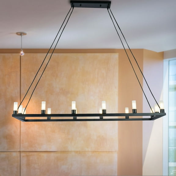 Zinak 47.2 in. 14-Light Indoor Matte Black Finish Chandelier with Light Kit