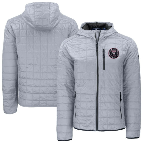 Men's Cutter & Buck Gray Inter Miami CF Rainier PrimaLoft- Eco Full-Zip Hoodie Jacket