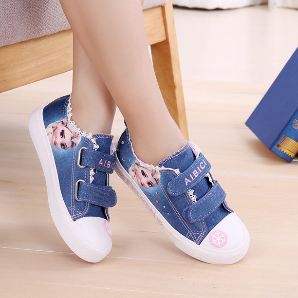 Zapatos casuales de alta calidad de Disney, zapatos de lona a la moda para otoño e invierno, zapatos de elsa con dibujos animados de frozen wild girl, 27-Insole17 CM Gao Jinjia LED