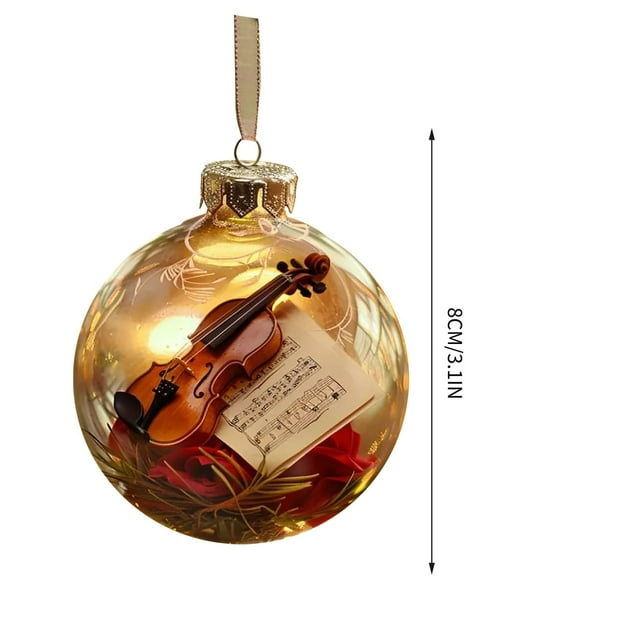 Christmas Tree Ornament Musical Note Acrylic Decoration With Satin Hanging Ribbon 1 pc
