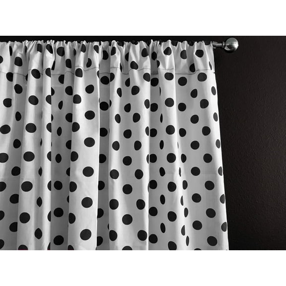 Cotton Curtain Polka Dots Print 58 Inch Wide / Black on White