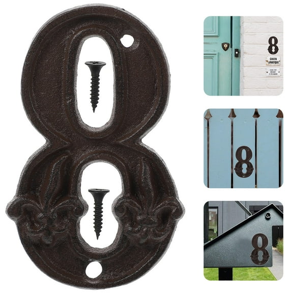 NUOLUX 1Set Metal House Number Signage with Irregular Shape and Uneven Surface 12x7.5in