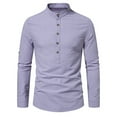 thumbnail image 2 of Blusa y camisa de manga larga con cuello alto para hombre, informal, con botones y rayas, blusa de manga larga con cuello alto, blusa para hombre, 2 of 9