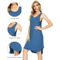 thumbnail image 3 of WiWi Women's Bamboo Nightgowns Knit Sleeveless Sleepshirt Lightweight Sleepwear, Prussian Blue, Large, 3 of 5