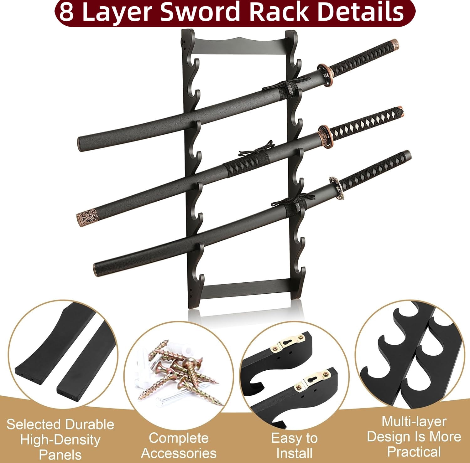 Sword Rack Petoto 6 Tier Samurai Sword Stand, Multilayer Floor Standing ...