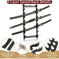 thumbnail image 3 of Petoto 8-Tier Wall Mount Sword Stand -  Samurai Katana Hanger Display Sword Holder Rack for Home Office Black Gift, 3 of 9