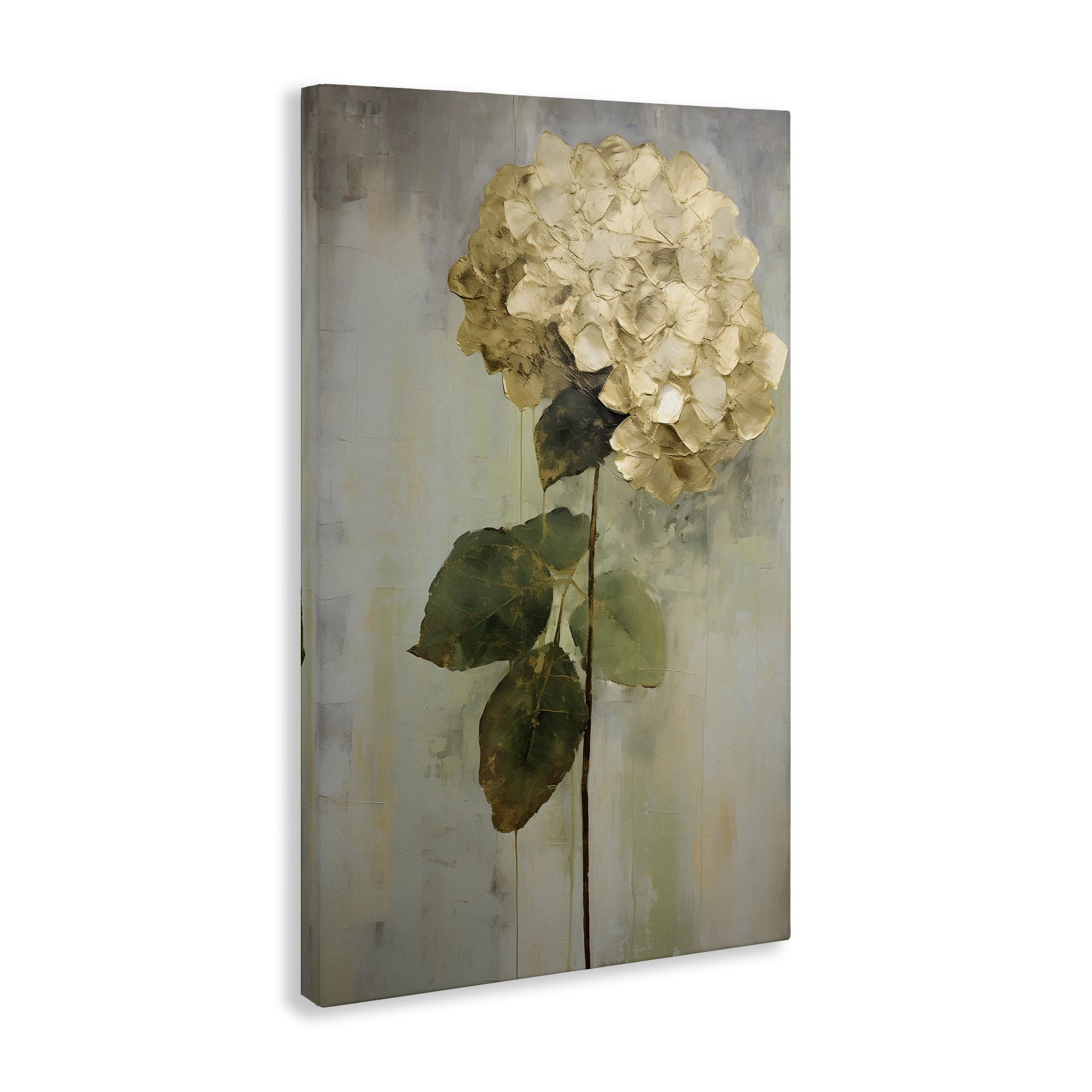 Stupell Industries Single Distressed Hydrangea Botanical & Floral Painting Gallery Wrapped Canvas Art Print Wall Art, 24 x 36