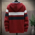 thumbnail image 4 of Honeeladyy Mens Fleece Lined Zipper Knit Jacket, Winter Warm Color Blocking Loose Soft Hooded Jacket for Sport Wine L, 4 of 4