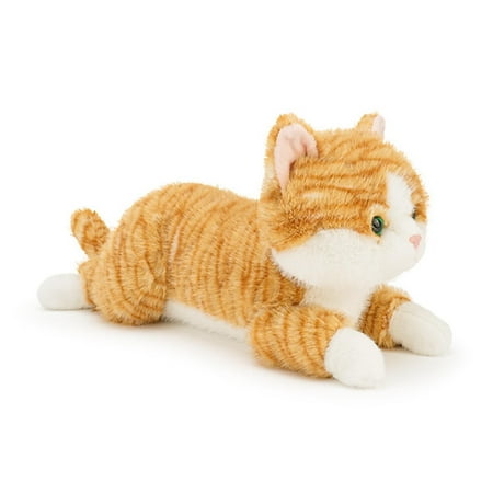 Cat Stuffed Animals for Adults Kids Soft and Cuddly Weighted Cat Plush Realistic Cat Stuffed Animal 18 inch(Yellow)