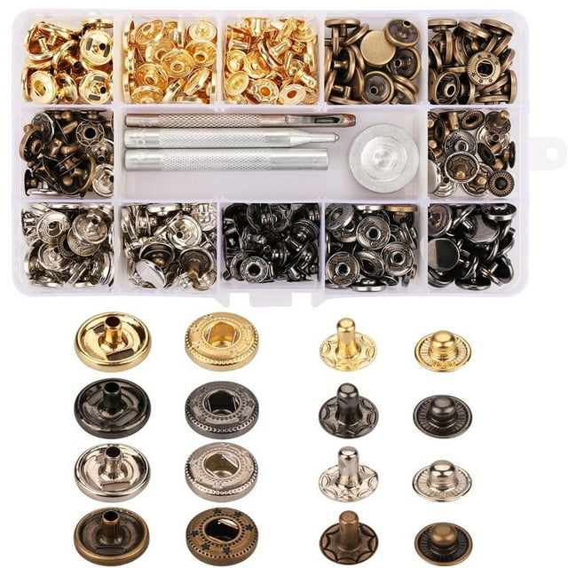 Dvkptbk Tool Boxes 100 Set Snap Fastener Kit Button Tool Press Studs with Fixing Tools for Clothing Tools on Clearance