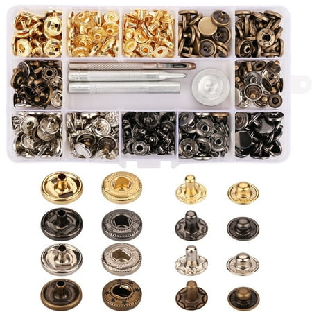 

WSBDENLK 100 Set Snap Fastener Kit Button Tool Press Studs with Fixing Tools for Clothing Rollbacks Clearance