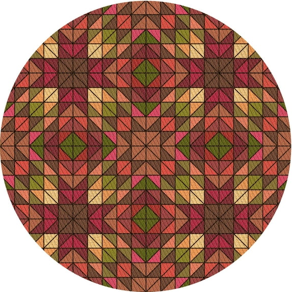 Ahgly Company Indoor Round Patterned Red Fox Red Area Rugs, 8' Round