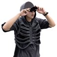 thumbnail image 2 of Joernso American Hip-Hop Skull Rib Vest Men Sleeveless Hooded Retro Vest Jacket Solid Color Pullover Style Vest Coat, 2 of 8
