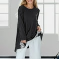 thumbnail image 5 of UFOUND Maternity Women's Crew Neck Long Sleeve Lace Swing Casual Shirt Dresses Long Tunic Blouses Shirts For Leggings, 5 of 9