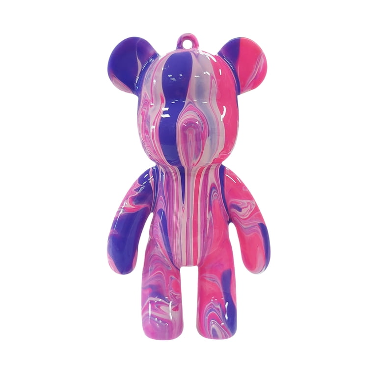 Pour Palz Paint Bear Keyring 3.2 inch, Purple, DIY Paint and Craft
